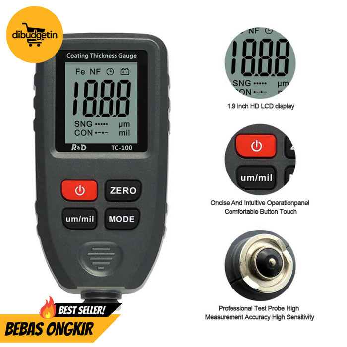 Paint Thickness Gauge Alat Ukur Ketebalan Cat Coating Digital - TC100 TC-100
