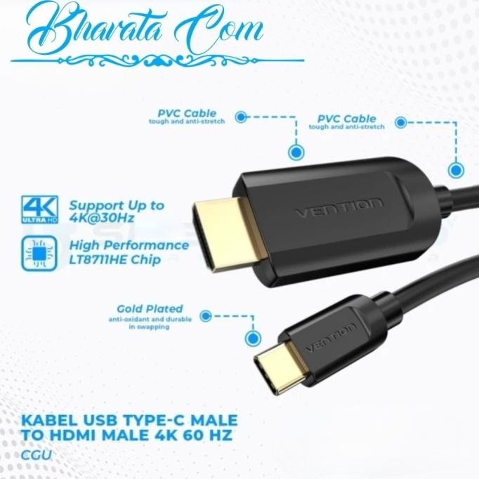 

Diskon! Vention Kabel Converter USB Type C to HDMI 2M CGU