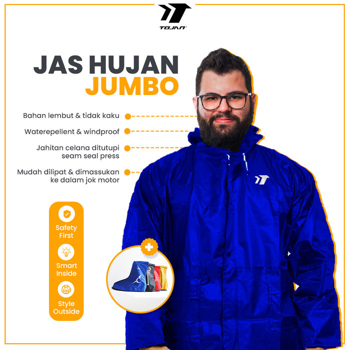 DISKON JAS HUJAN JUMBO TOJAN SET JAS SEPATU MANTEL UJAN PRIA WANITA SIZE XXXL