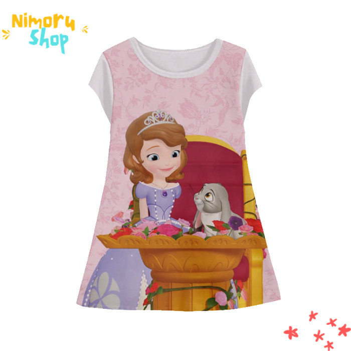 Baju Dress Anak 3D Tunik-PrincessSofia-4-designWD Anime Princess Sofia Tunik Untuk Usia 1-12 Tahun -