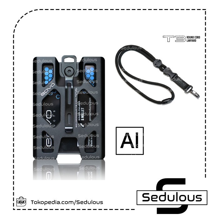 

Bundle GoVo Badge ID Card Holder Aluminum + T3 Lanyard