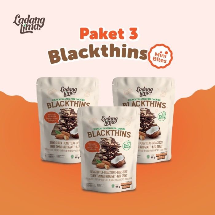 

TERPERCAYA 3 pcs Blackthins Mini Bites - Ladang Lima Gluten Free Cookies Snack