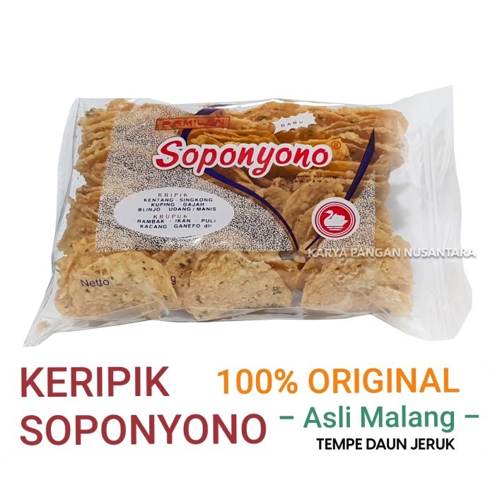 

PROMO SPECIAL Keripik Tempe Daun Jeruk Soponyono Original / Kripik Tempe Soponyono