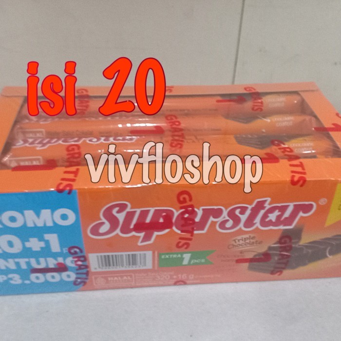 

PROMO SPECIAL Wafer Superstar / Superman Triple Chocolate Kemasan Box (12 x 18 gram)