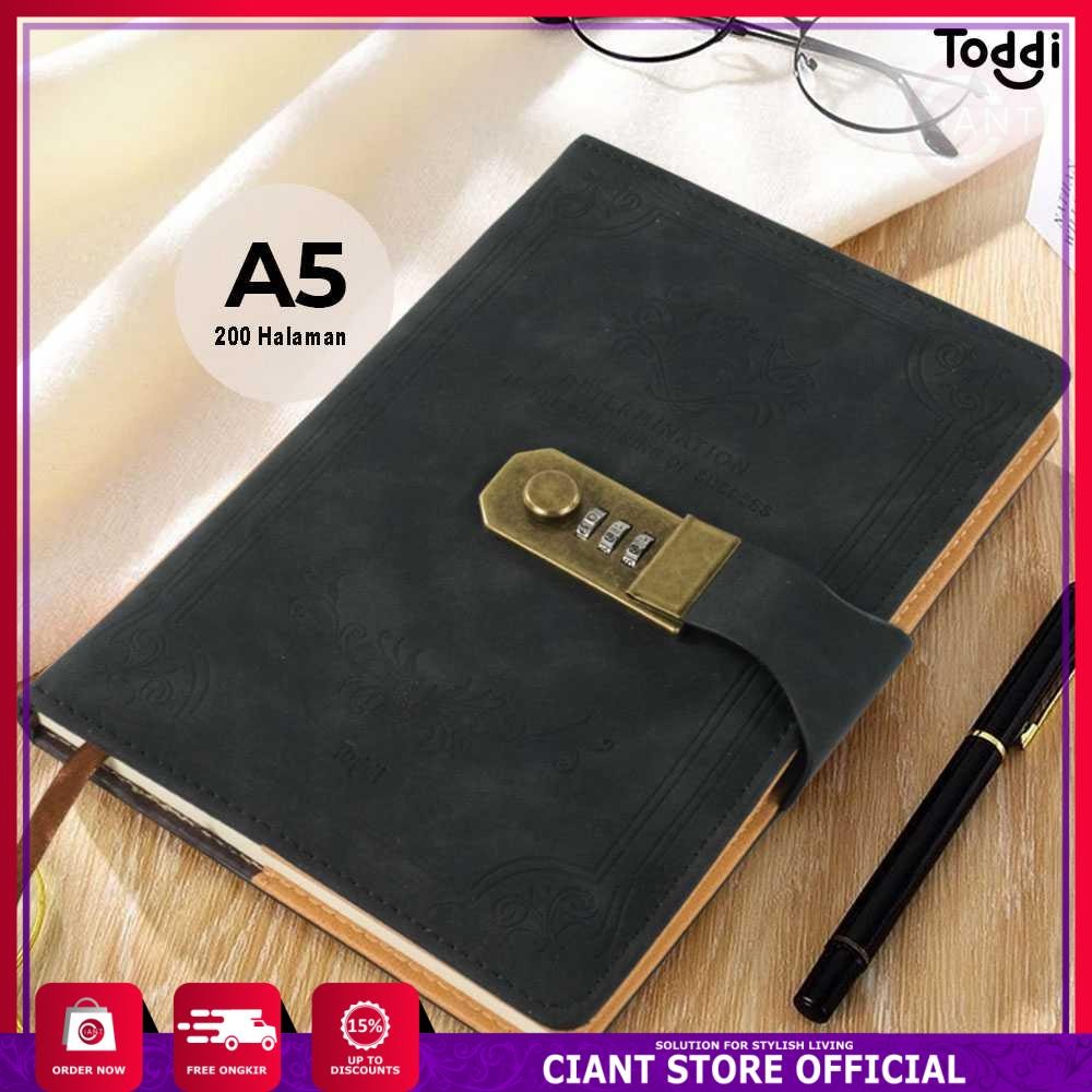

BUKU LEATHER DIARY CATATAN JURNAL LOCK COVER KULIT SINTETIS ELEGAN