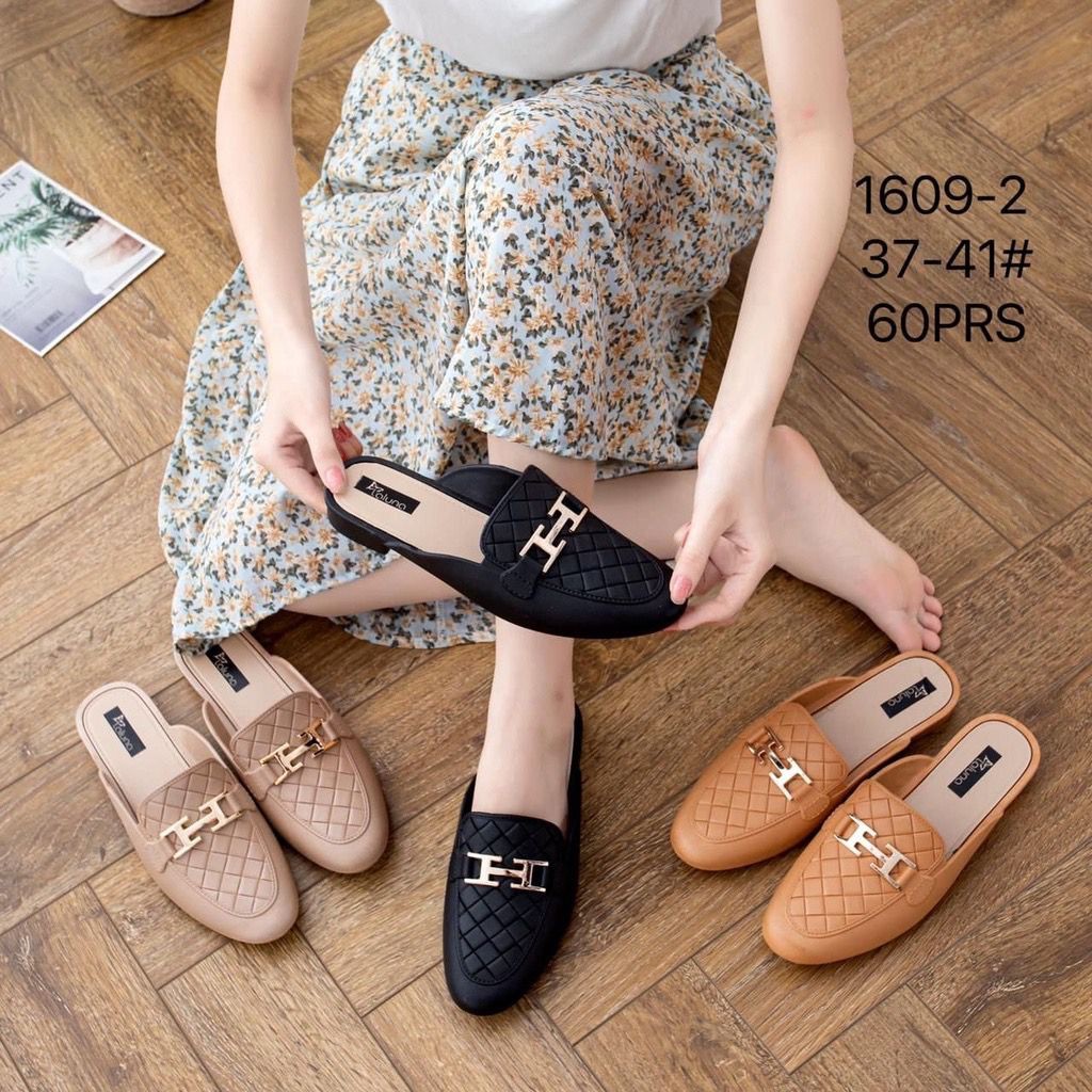 Flatshoes Sandal Wanita Terbaru 2022/Sepatu Sendal Selop Jelly Balance 1609-2/Slip onTeplek Karet
