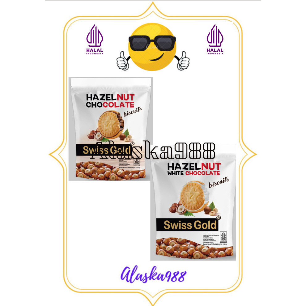 

OBRAL Swiss Gold Hazelnut Biscuit - Biskuit Hazelnut Milk White Chocolate