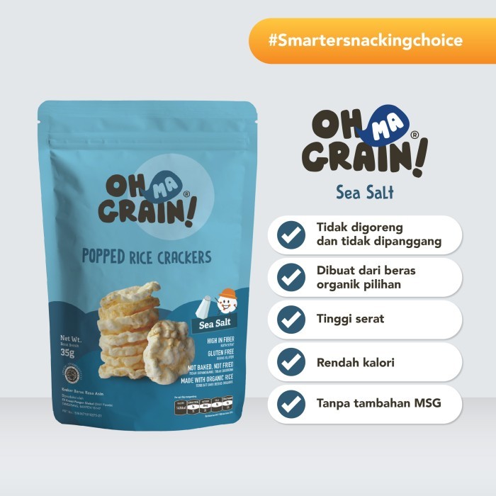 

TERUJI Oh Ma Grain! - Popped Rice Crackers Sea Salt - Snack Sehat - 35gr