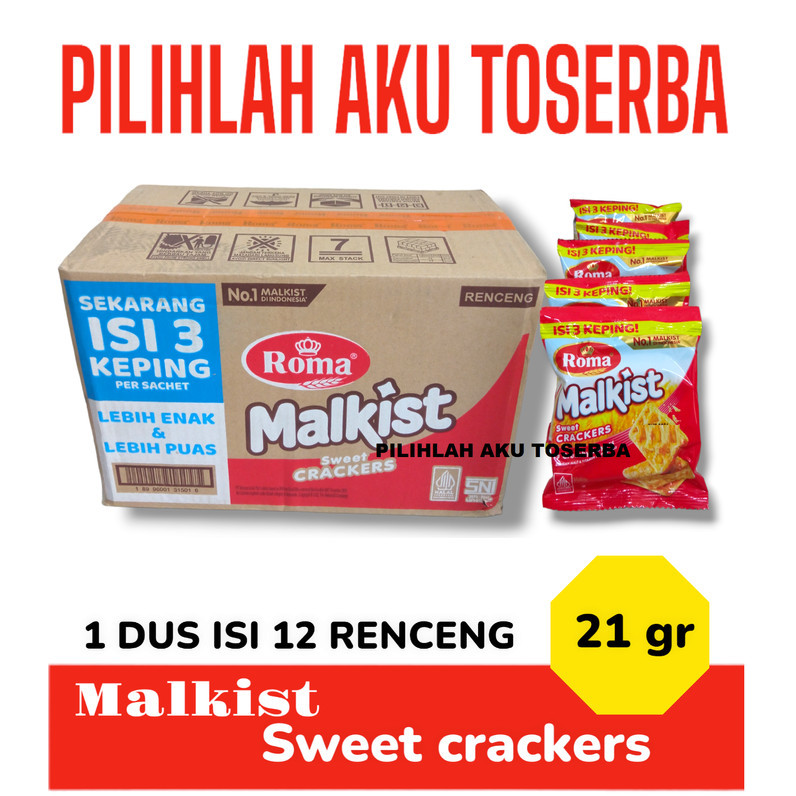 

PROMO Biskuit Roma Malkist Crackers (tabur Gula) - 1 KARDUS ISI 12 RENCENG