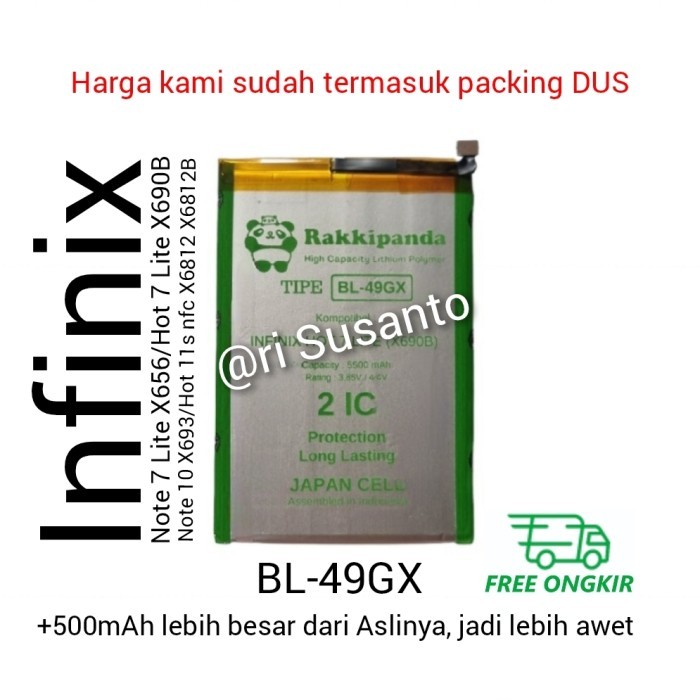 Baterai Rakkipanda BL49GX BL-49GX for Infinix Hot 11S X6812 X6812B