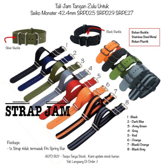 TERMURAH - Zulu Nato 20mm Strap Seiko Monster 42.4mm SRPD25 SRPD29 SRPE27 Nilon