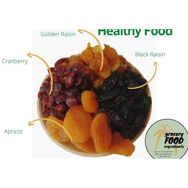 

X Dried Fruit 1Kg (Apricot Bla Raisin Golden Raisin Cranberry)