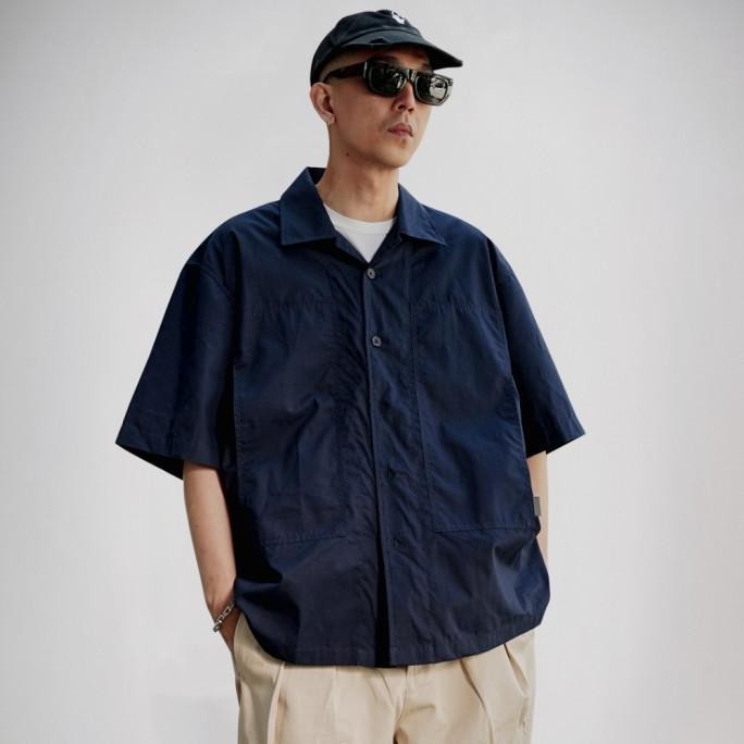 

BLUE- KEMEJA BOWLING OVERSIZE YABA SHIRT NAVY BLUE