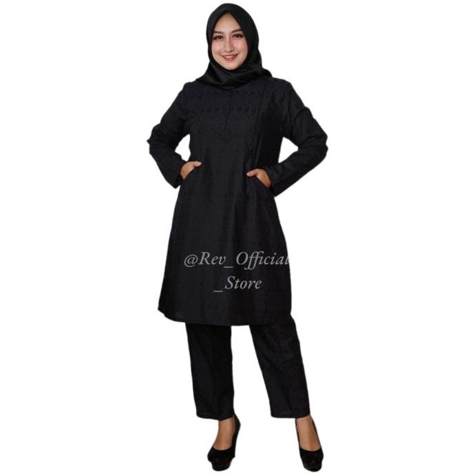 Baju Umroh Wanita Satu Set Hitam Full Bordir Baju Ihram Wanita KUN
