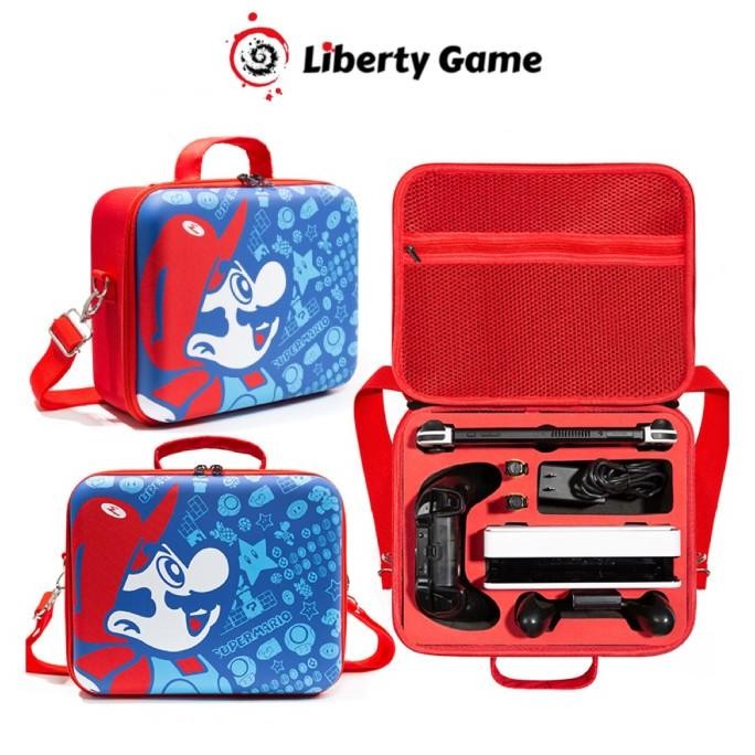 

BLUE- NINTENDO SWITCH TRAVEL STORAGE EVA CARRY BAG TAS BLUE RED MARIO COLORS