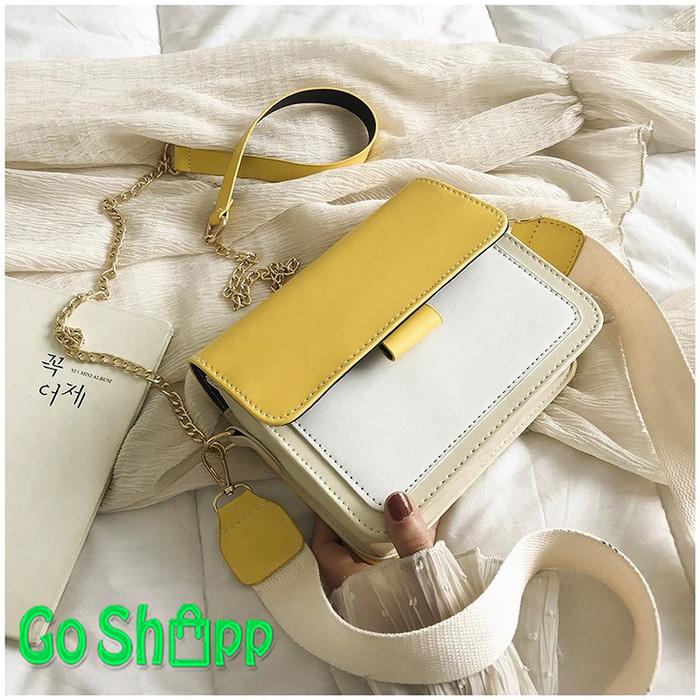 TERBAIK Tas Selempang Wanita Import Kombinasi 3 Warna High Quality - SL19 - SL19 - Kuning