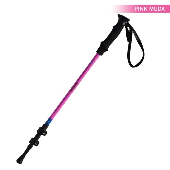TERLARIS Trekking Pole Aluminum Alloy 7075 135cm Tongkat Hiking Trekking ELFS - Pink Muda