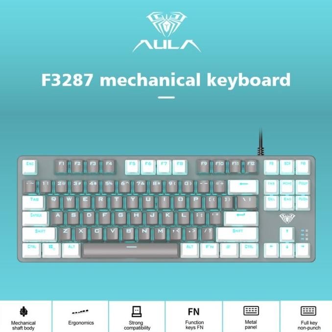 

BLUE- KEYBOARD GAMING MECHANICAL AULA F-3287 TKL - K-RGD BLUE SWITCH WHITE