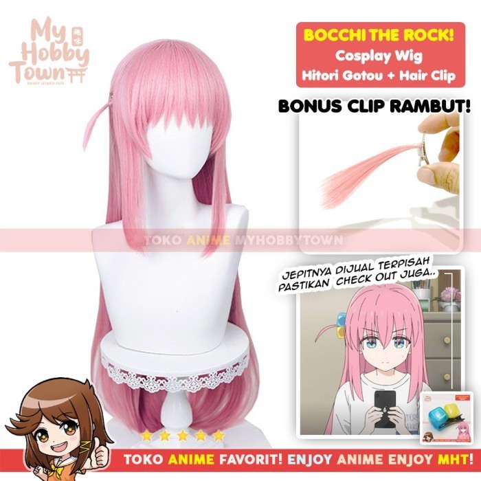 Wig Cosplay Anime Bocchi The Rock : Hitori Gotoh Rambut Palsu