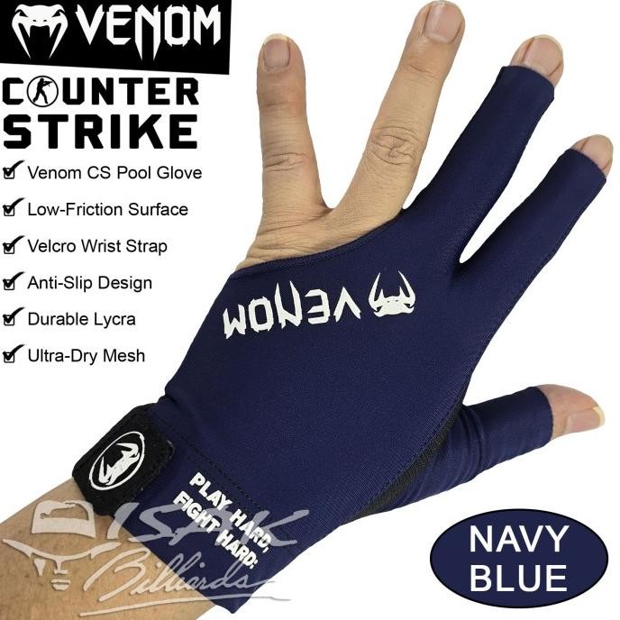 

BLUE- VENOM CS PRO GLOVE NAVY BLUE - ANTI SLIP SARUNG TANGAN BILLIARD LYCRA MESH