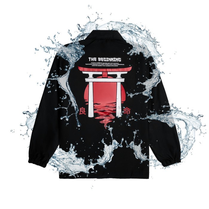 TERMURAH Jaket Coach Pria Waterproof Jaket Taslan Anti Air Pria Jaket Motorpria - BLACK, XXL