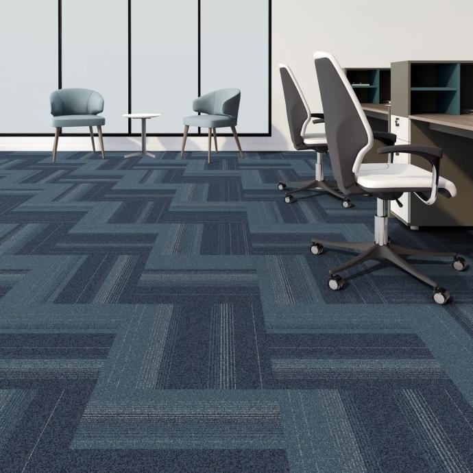

BLUE- DEEP LINES 1604 BLUE - 50X50CM - KARPET TILE BY KARPET KING
