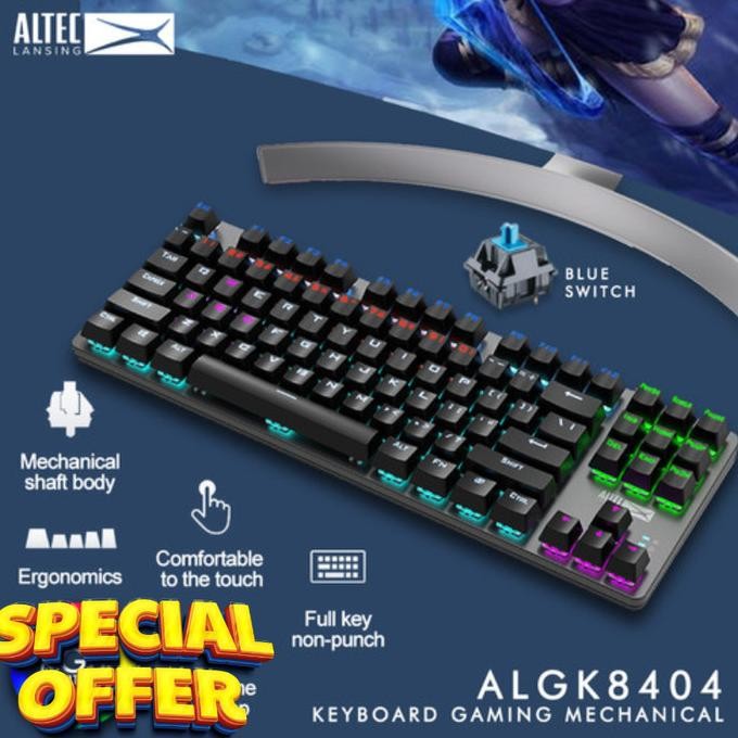 

BLUE- KEYBOARD GAMING MECHANICAL TKL ALTEC LANSING ALGK-8404 RGB-BLUE SWITCH