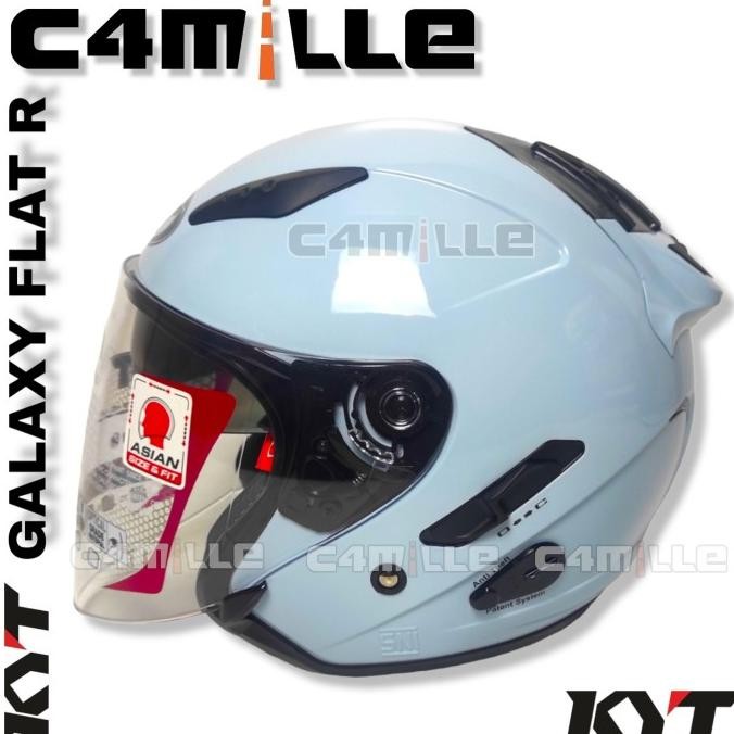 

BLUE- HELM KYT GALAXY FLAT R SOLID STEEL BLUE DOUBLE VISOR HALF FACE