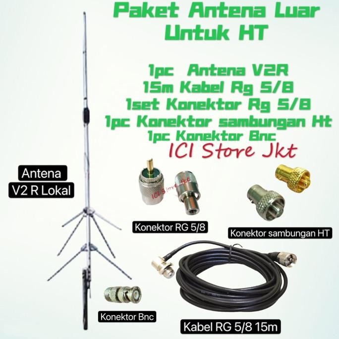 Paket Antena luar dan kabel untuk radio ht