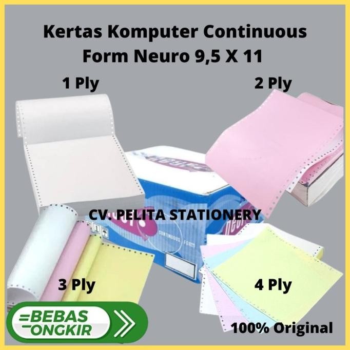 

TERLARIS - Kertas Neuro Continuous Form 9 1/2 X11 Full dan Bagi 2 NCR K 1,2,3,4,5