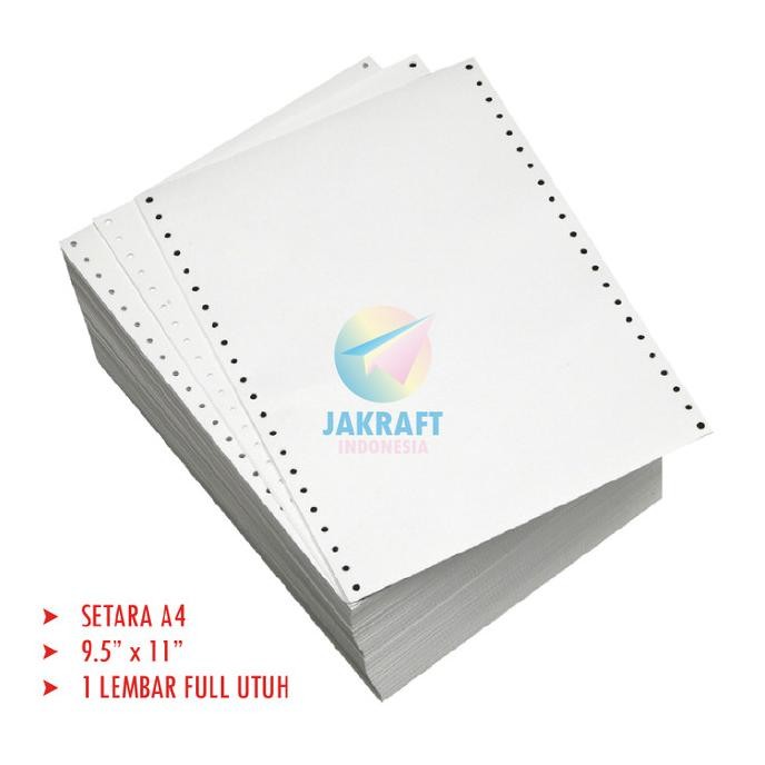 

Kertas Continuous Form A4 9.5 x 11 1 Ply (K1) Full Utuh HVS Komputer