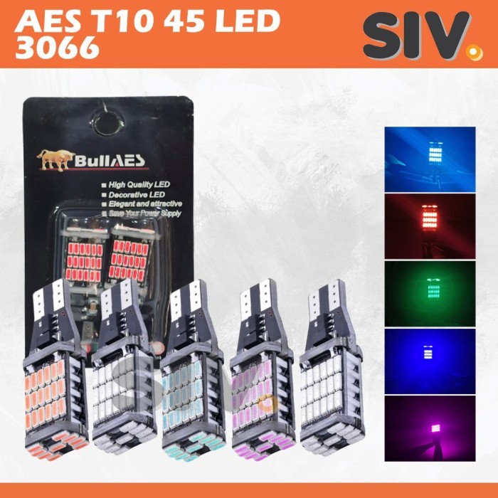 LAMPU LED T10 PREMIUM 45 LED SEPASANG MERK BULLAES - PUTIH