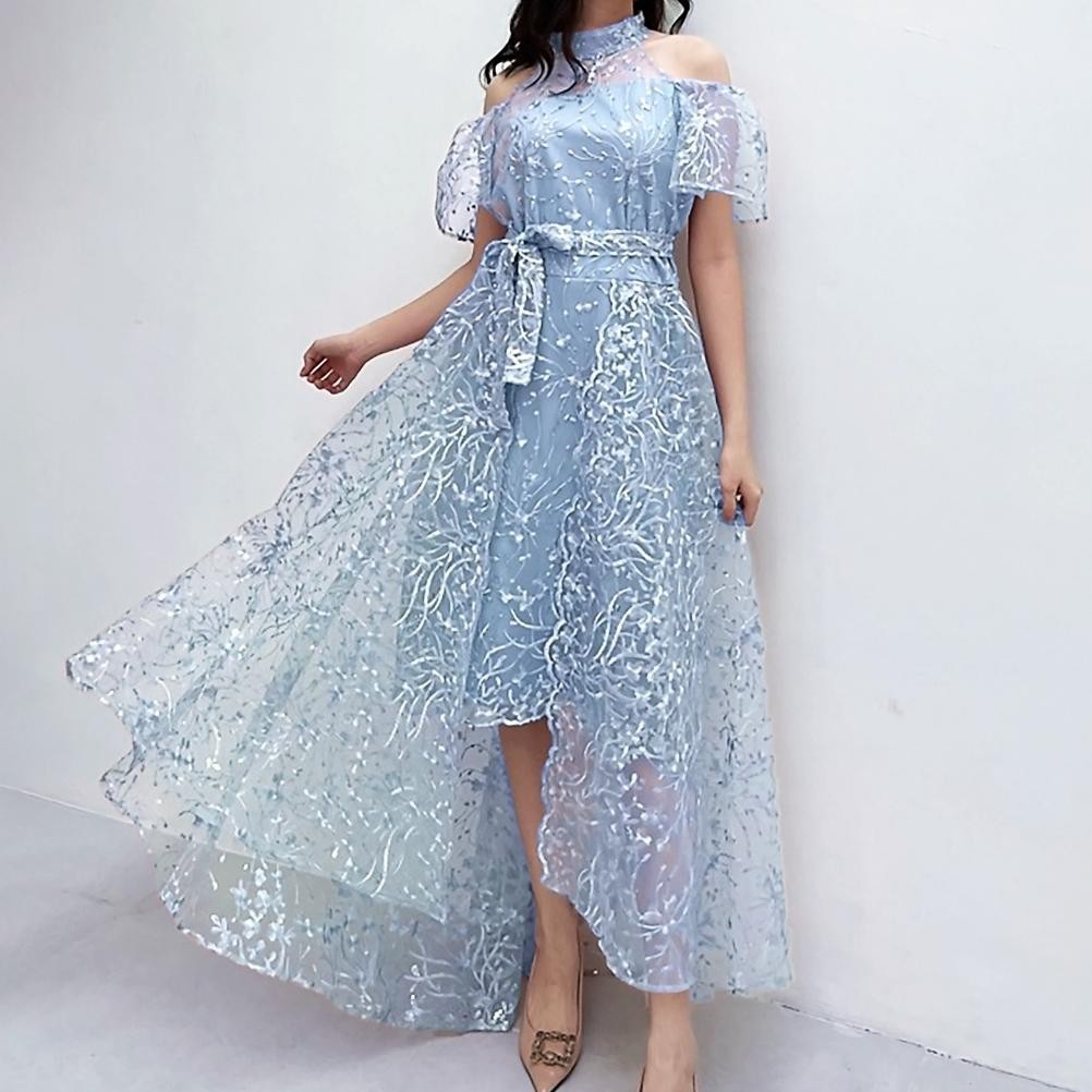 jku DRESS BRUKAT NATAL EDISI WARNA BIRU DRESS CHRISTMAS SKYBLUE GAUN SERAGAM BRIDESMAID DRESS PESTA