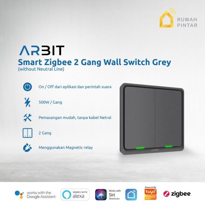 Switch - ARBIT Smart ZigBee Wall Switch Without Neutral Wire Line - Grey