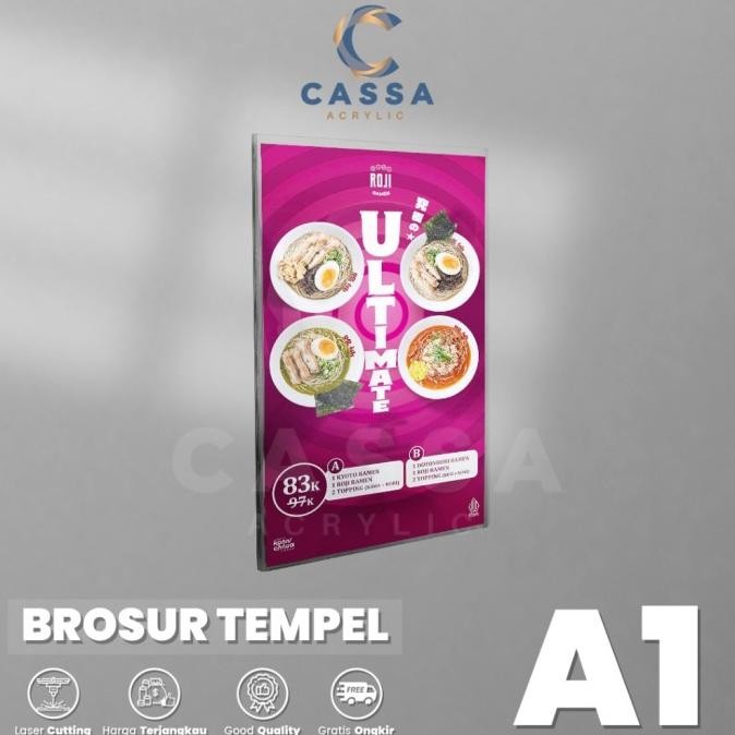 

TERLARIS - Tempat Brosur Tempel / Sign Holder Acrylic / Akrilik Dinding A1