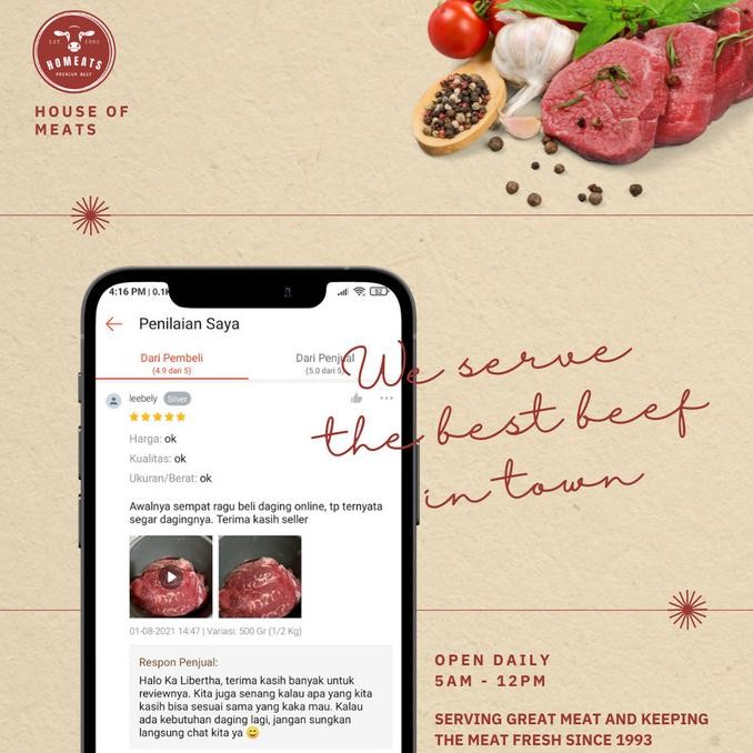 

Daging Sapi Lokal Segar Has Dalam Tenderloin Beef Wellington 1000 Gram Makasihlohya
