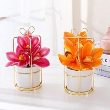 ARYA POTTED FLOWER / POT VAS PUTIH KERAMIK BUNGA ARTIFICIAL MEWAH UNIK