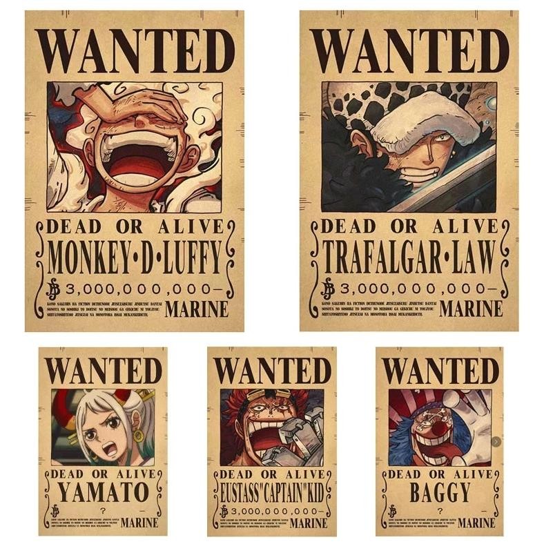 One Piece Luffy Gear 5 Nika Billion Bounty Wanted Posters Four Emperors Anime Action Figures Vintage