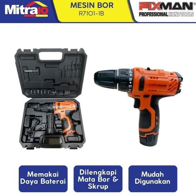 Fixman R7101-1B Cordless Drill 12V Set - Set Bor Tanpa Kabel Garansi
