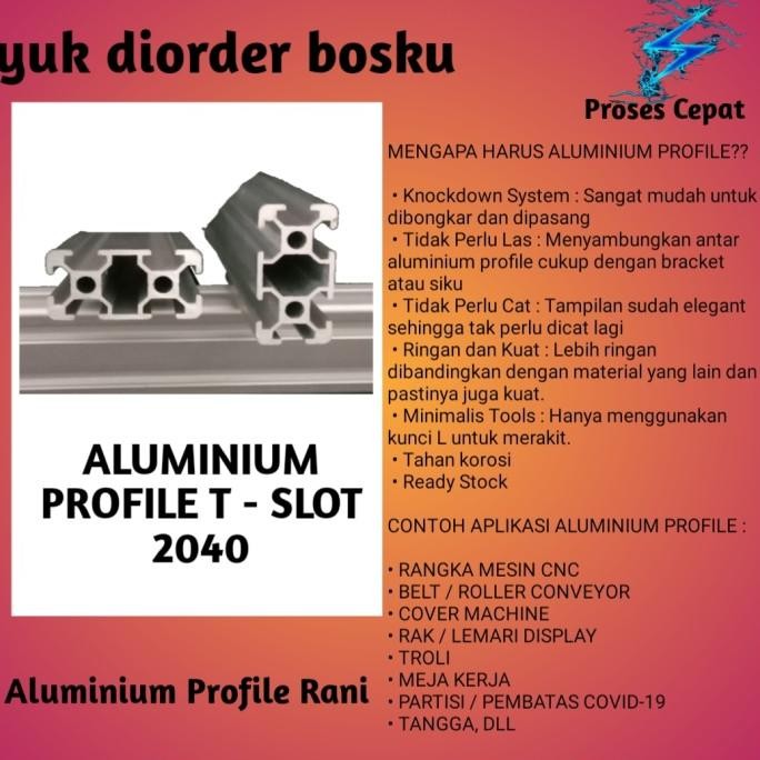 Berkualitas Aluminium Profile T -Slot 2040 P 6 Meter