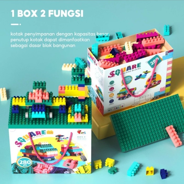 BERGARANSI 280PC SQUARE BUILDING BLOCKS BALOK SUSUN KKV MAINAN BRICK LEGO ANAK