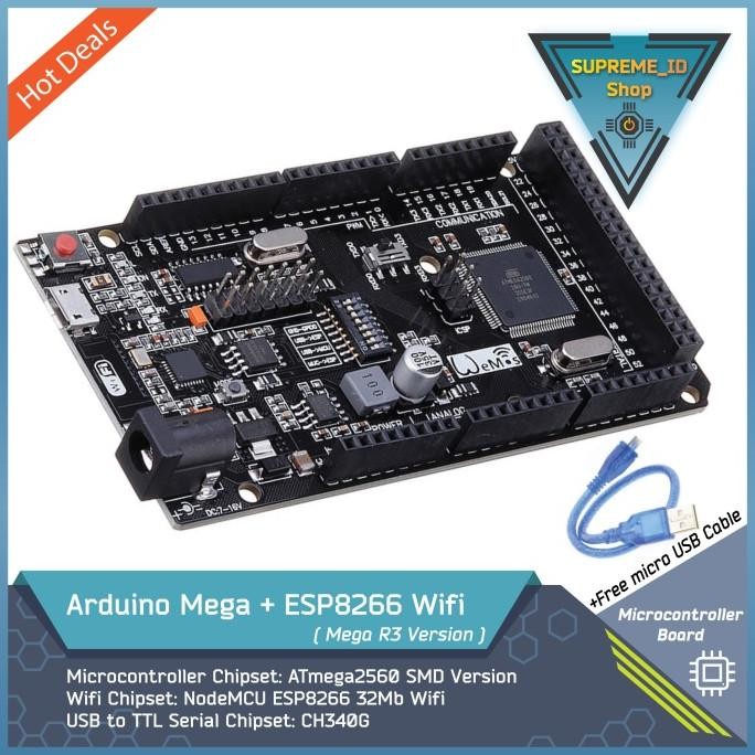 Arduino Mega 2560 R3 + ESP8266 Wifi + Micro USB Cable | IoT