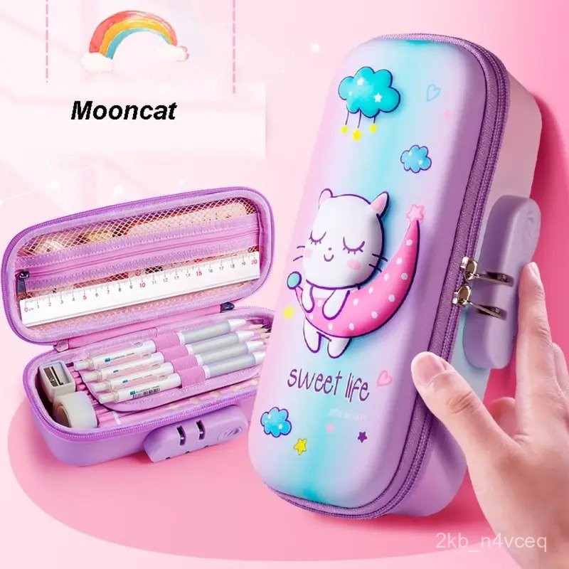 

Waterproof Password 3D Pencil Case High Quality Cartoon Cute Storage Box Portable Large Capacity Pen Box Students CMZY