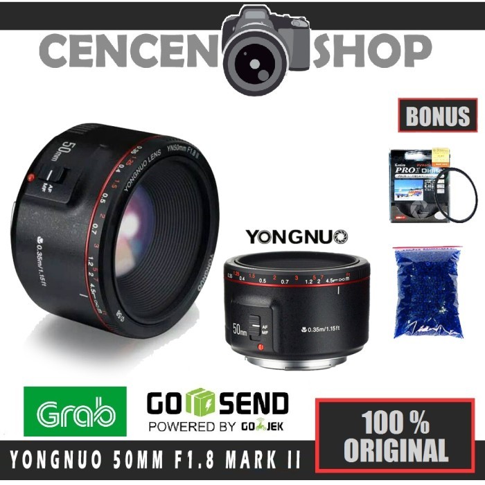 FREE++ YONGNUO 50MM MARK II CANON F/1.8 50 mm lensa Fix Canon Seri 2