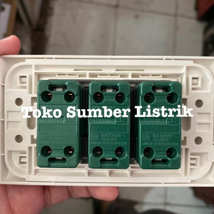 Original Saklar tripel triple panasonic lebar wide LAMPU INDICATOR isi 3 inbow