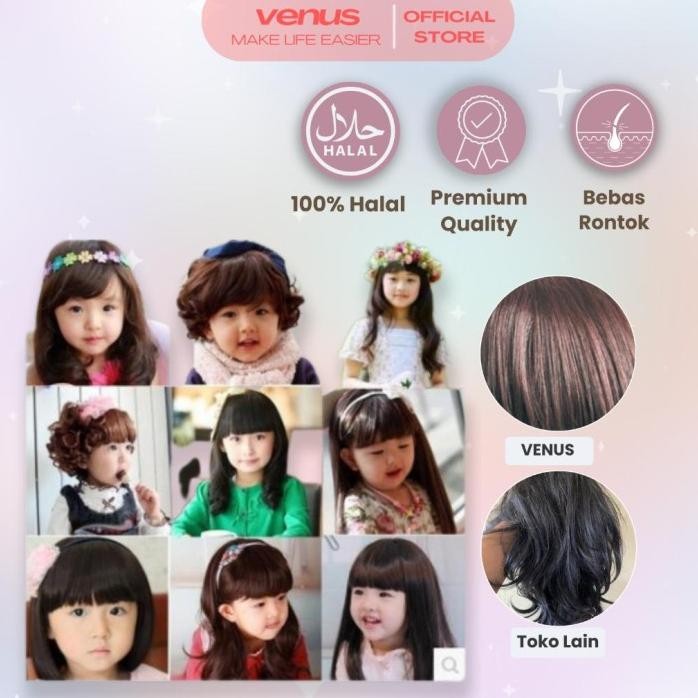 VENUSJKT - WIG RAMBUT TEBAL PALSU ANAK PEREMPUAN / WIG ANAK PANJANG