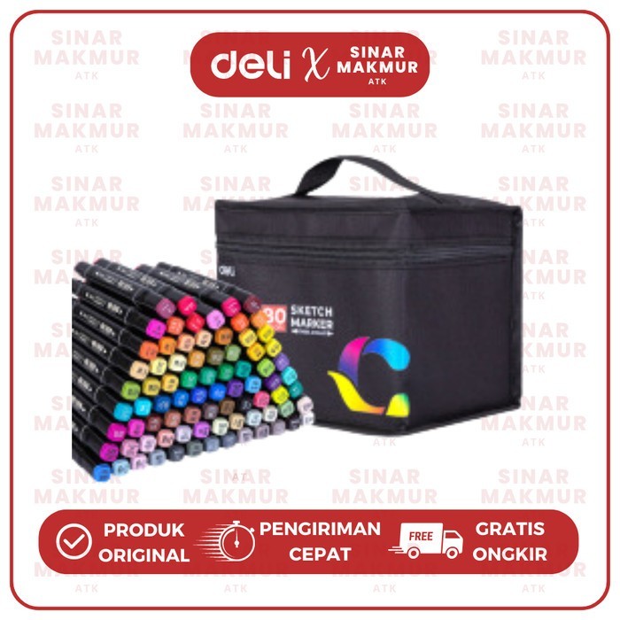 

Sketch Marker Dual Tip Alcohol Based 80 Warna Deli 70806-80 (Set)