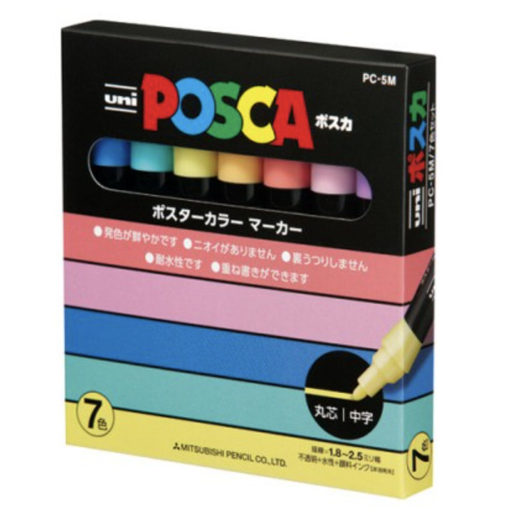 

Uni POSCA PC-5M Marker Pen - Medium Tip Set 7 [Per 1 Set]