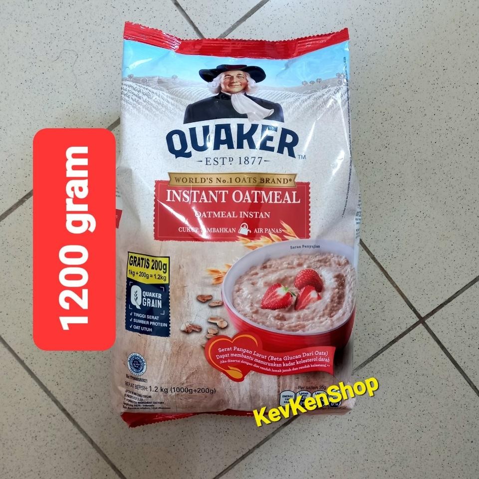

Quaker Oat Instant Oatmeal Sereal 1200 Gram Merah 1.2 Kg Exp Februari 2026 Bpom