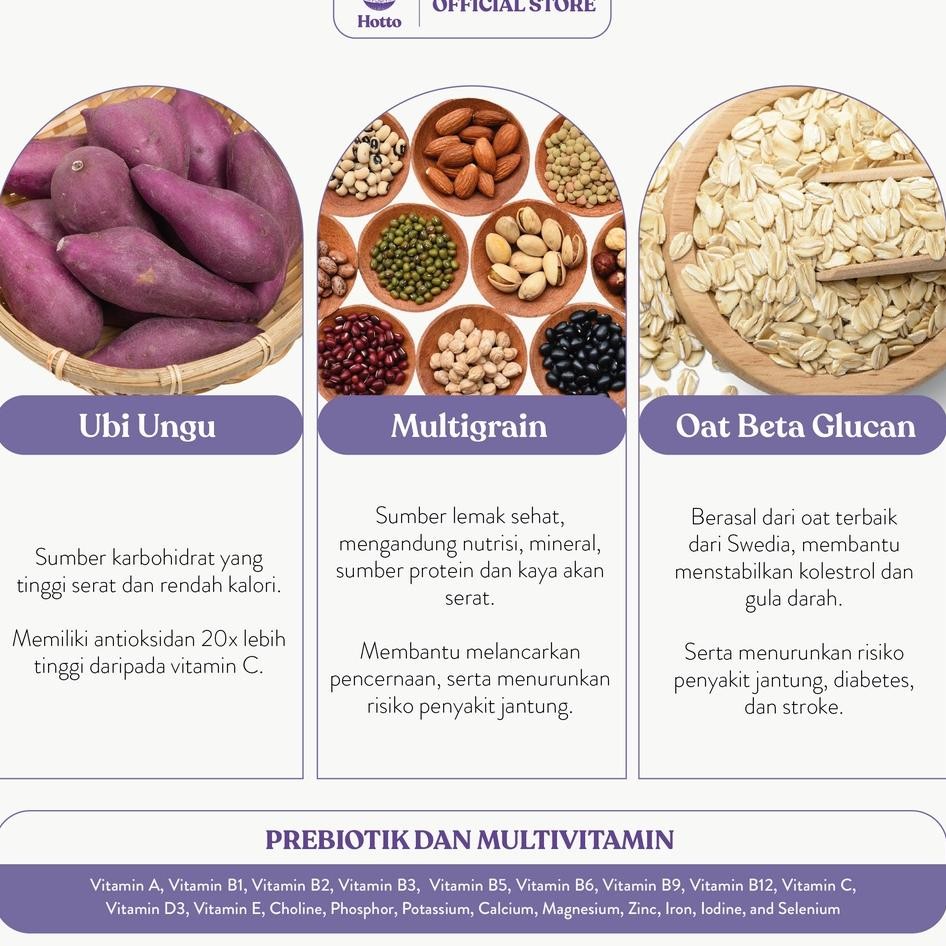 

Hotto Purto Multigrain (1 Pouch Isi 16 Sachet) Sereal Oat Food With Purple Potato Gina